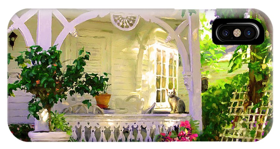 Porch iPhone X Case featuring the painting A Key West Porch by David Van Hulst