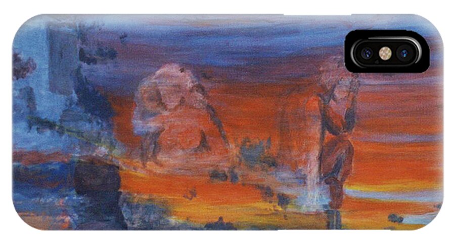 Abstract iPhone X Case featuring the painting A Mystery Of Gods by Steve Karol