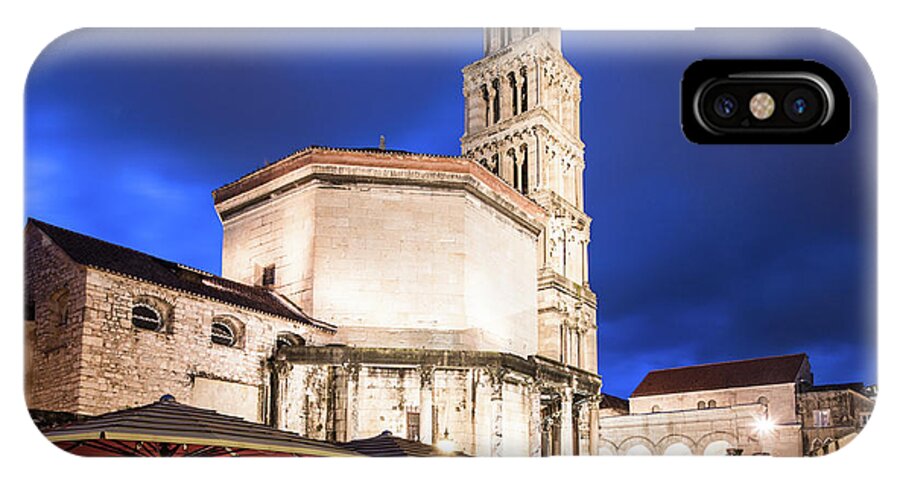 Balkans iPhone X Case featuring the photograph A night view of the Cathedral of Saint Domnius in Split by Didier Marti