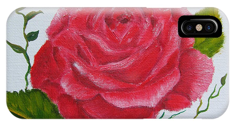 Love iPhone X Case featuring the painting A Rose For You by Gloria E Barreto-Rodriguez