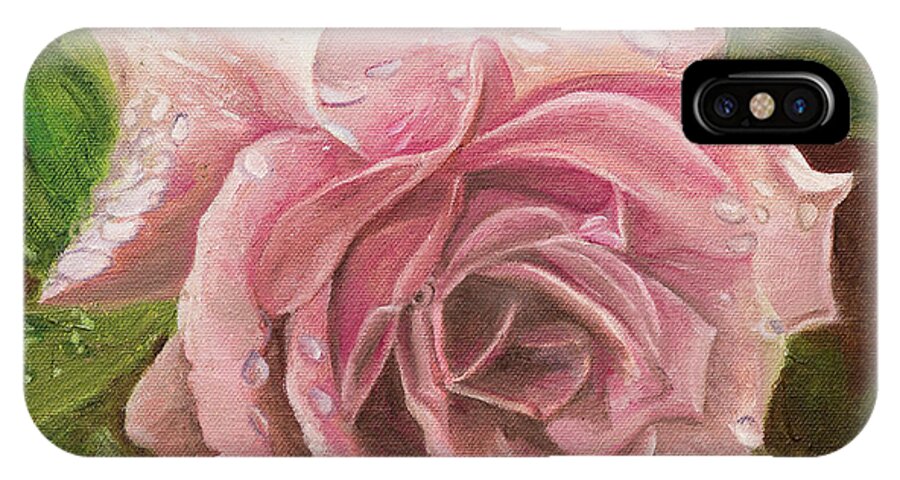 A Rose Is A Rose Is A Rose iPhone X Case featuring the painting A Rose by Kathy Knopp