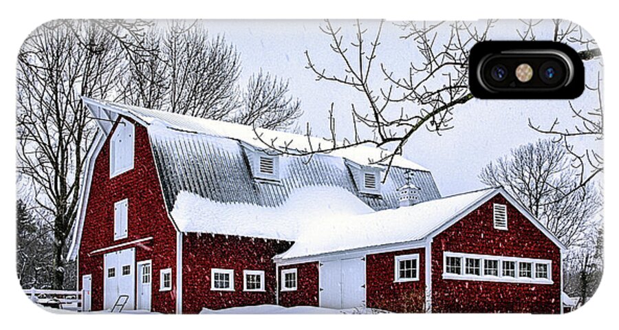 Snow iPhone X Case featuring the photograph A Snowy Day at Grey Ledge Farm by Betty Denise