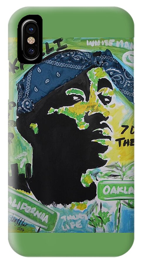 Tupac iPhone X Case featuring the mixed media A Thugs Mind by Antonio Moore