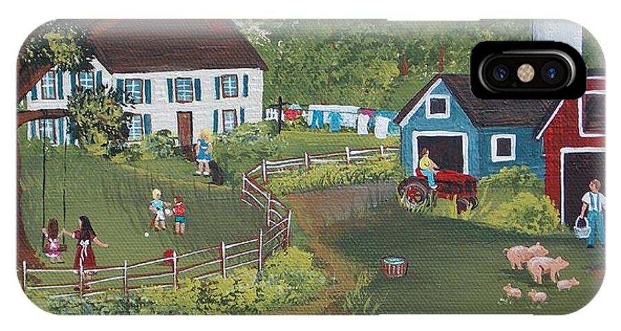 Country iPhone X Case featuring the painting A Time to Play by Virginia Coyle