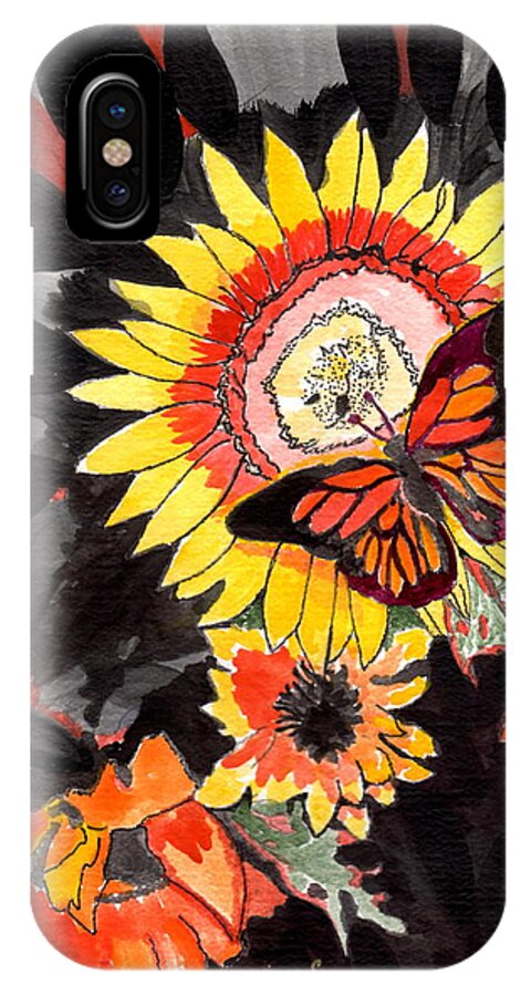 Black Prints iPhone X Case featuring the painting A Touch Of Summer by Connie Valasco