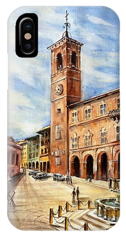 Town iPhone X Case featuring the painting A view from Fabriano by Katerina Kovatcheva