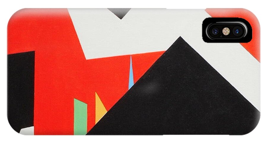 Abstract iPhone X Case featuring the painting A Walk Through the Village by Sharon Cromwell