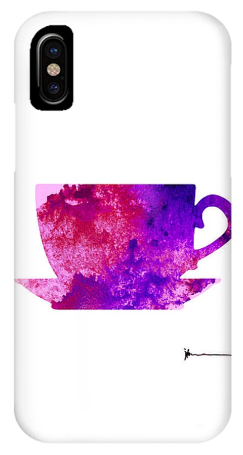 Abstract iPhone X Case featuring the painting Abstract cup of tea silhouette by Joanna Szmerdt