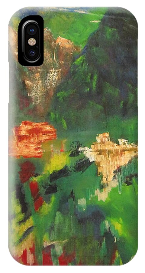 Abstract iPhone X Case featuring the painting Abstract Landscape by Patricia Cleasby