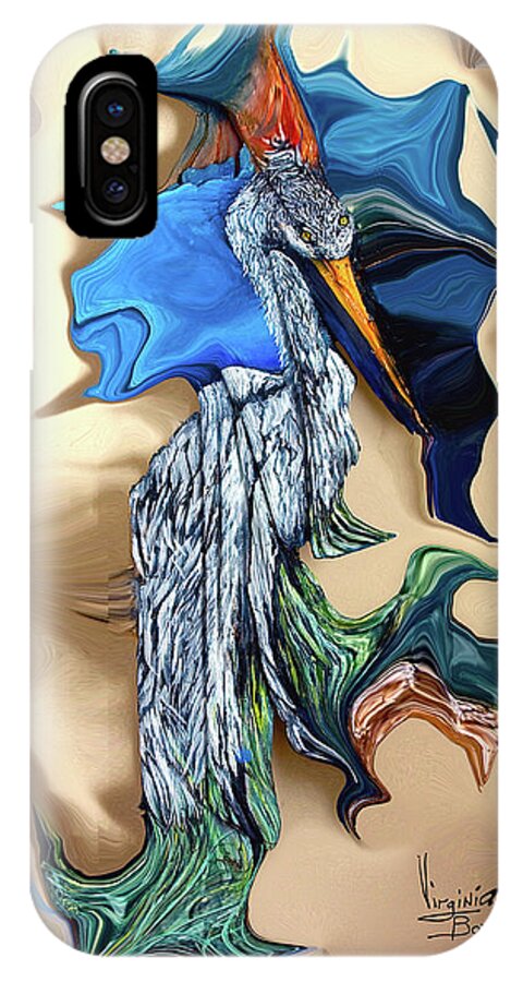Egret iPhone X Case featuring the painting Abstract by Virginia Bond