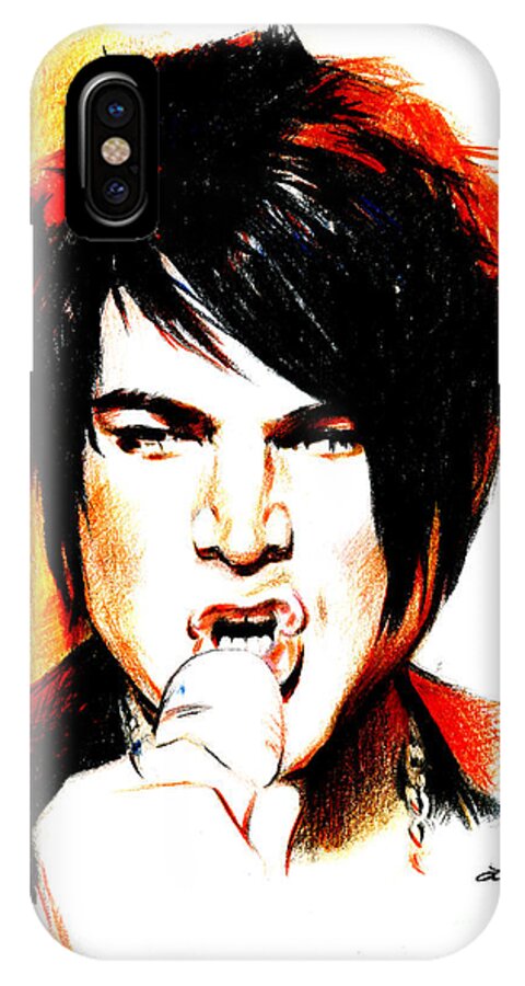 Adam Lambert iPhone X Case featuring the drawing Adam Lambert by Lin Petershagen