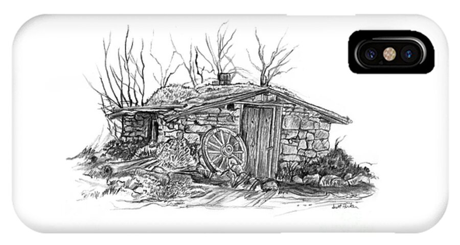 Adobe House iPhone X Case featuring the drawing Adobe House by Scott Parker
