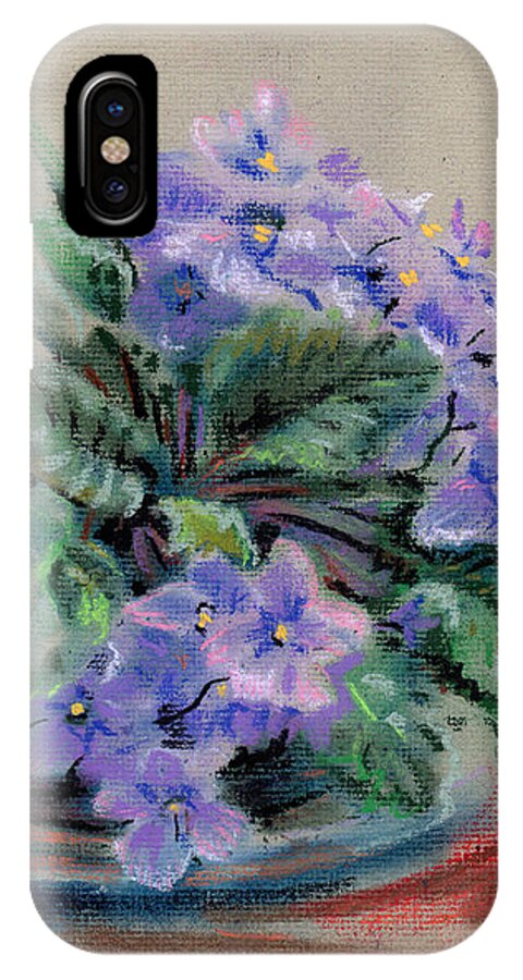African Violets iPhone X Case featuring the drawing African Violet by Donald Maier