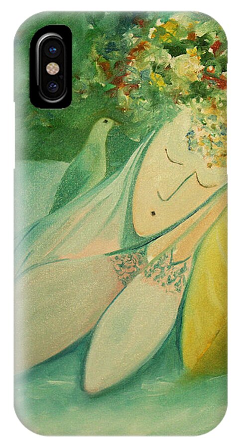 Nap iPhone X Case featuring the painting Afternoon nap in the garden by Tone Aanderaa