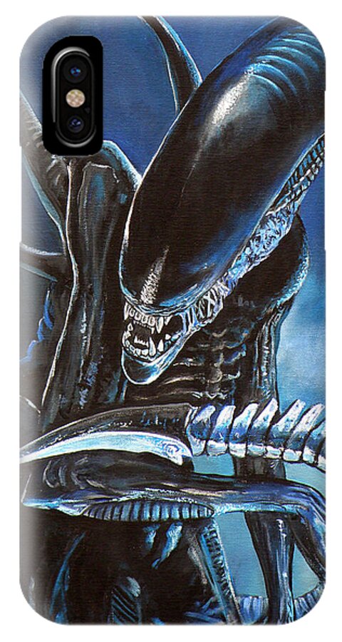 Alien iPhone X Case featuring the painting Alien by Tom Carlton
