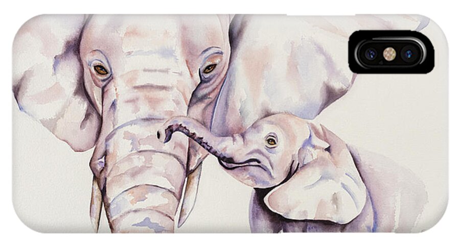 Elephants iPhone X Case featuring the painting All Ears by Kimberly Lavelle