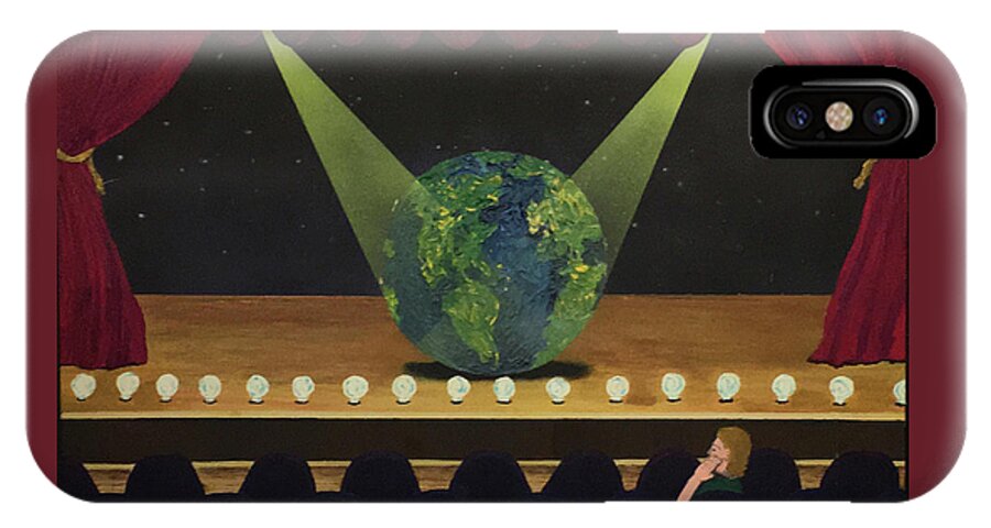 Surrealism iPhone X Case featuring the painting All the World's On Stage by Thomas Blood