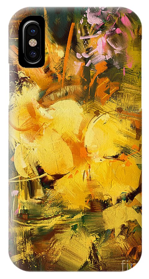 Abstract iPhone X Case featuring the painting Allamanda by Tithi Luadthong