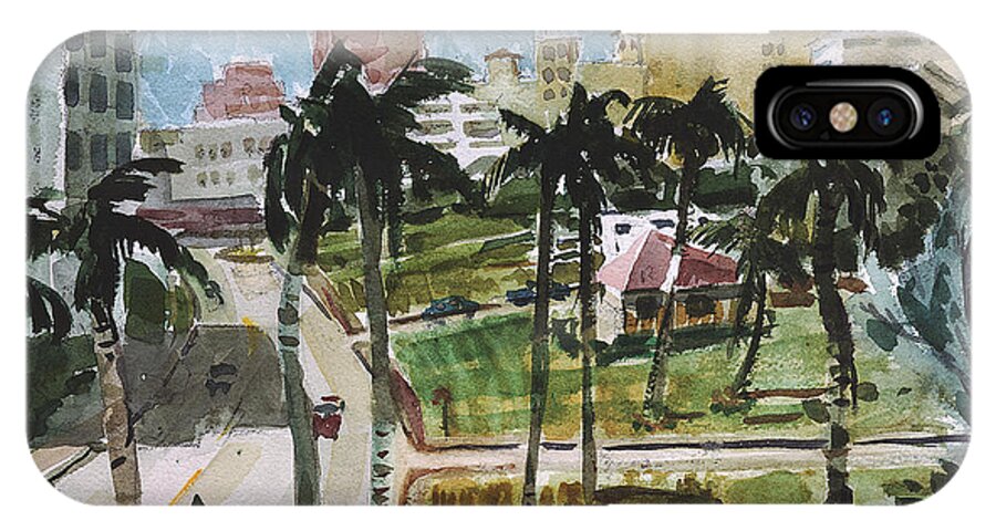 City iPhone X Case featuring the painting Along Flagler Drive by Thomas Tribby