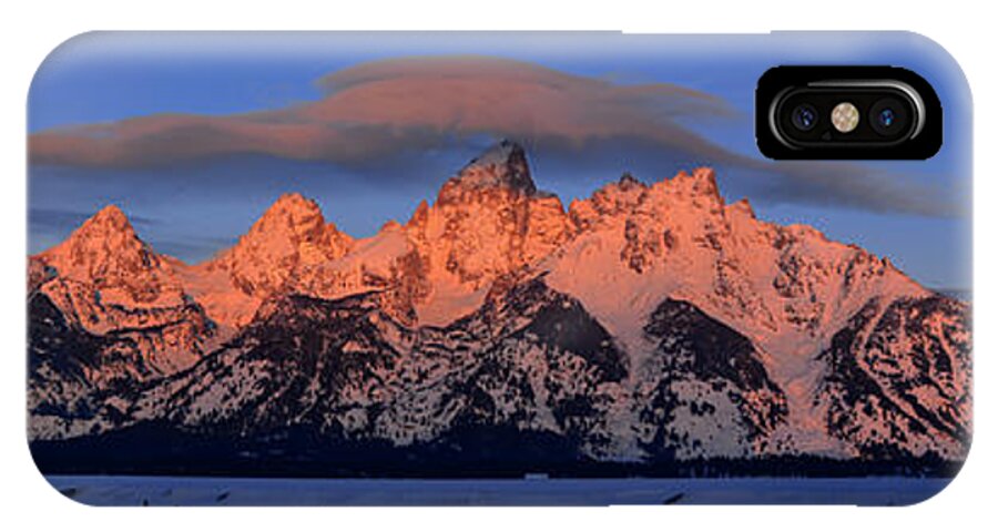 Tetons iPhone X Case featuring the photograph Alpenglow Tetons 2 by Raymond Salani III