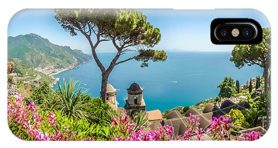 Amalfi iPhone X Case featuring the photograph Amalfi Coast from Villa Rufolo gardens in Ravello, Campania, Ita by JR Photography