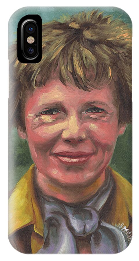 Amelia Earhart iPhone X Case featuring the painting Amelia Earhart by David Bader