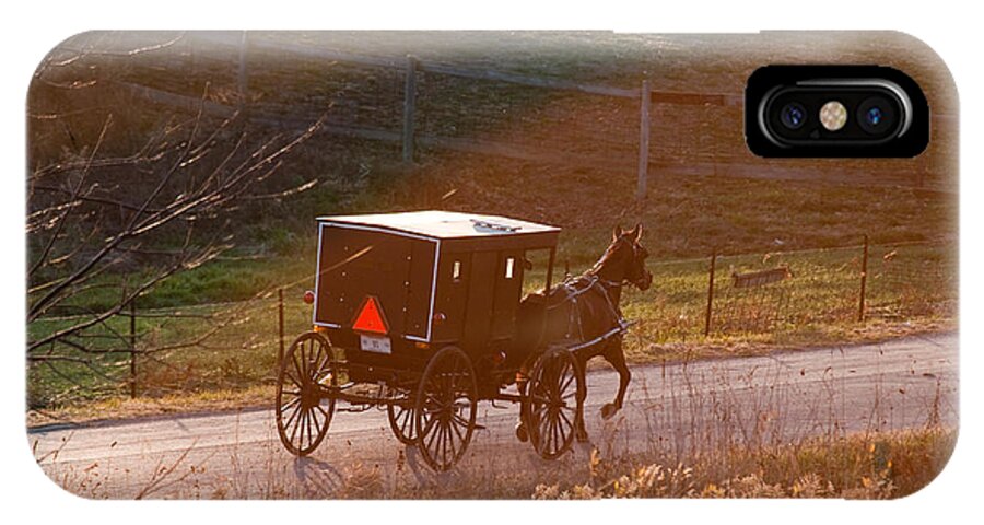 Amish iPhone X Case featuring the photograph Amish buggy afternoon sun by David Arment