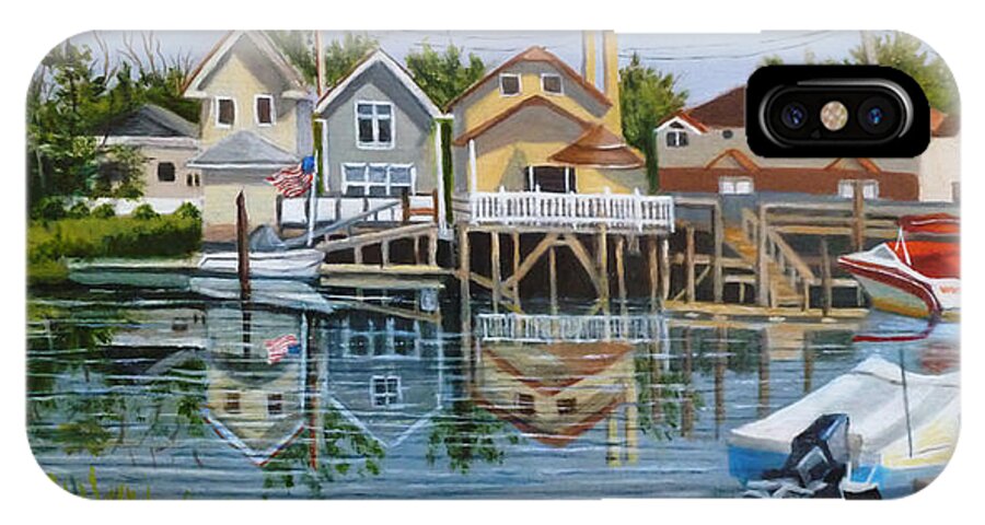 Waterfront Scene iPhone X Case featuring the painting An Oasis Of Peace In Queens by Madeline Lovallo