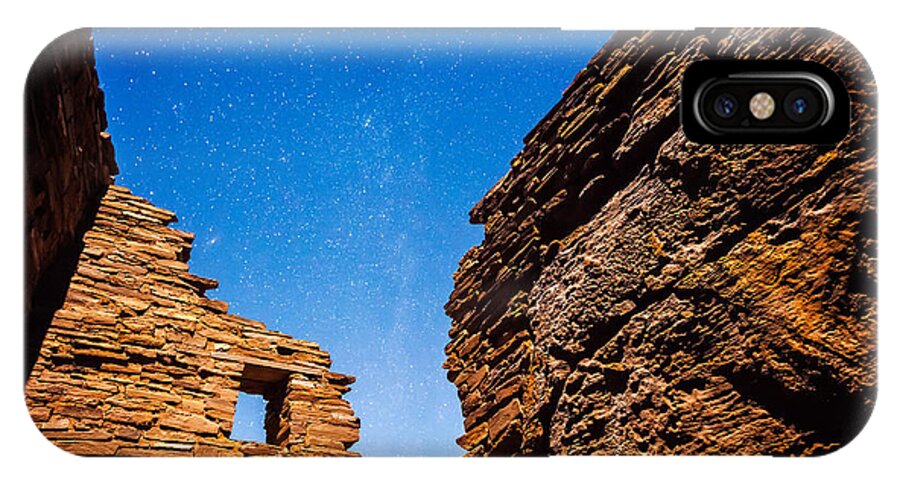Pueblo iPhone X Case featuring the photograph Ancient Native American Pueblo Ruins and Stars at Night by Bryan Mullennix