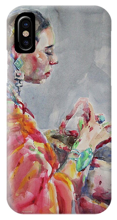 Watercolor iPhone X Case featuring the painting Angelica by Becky Kim