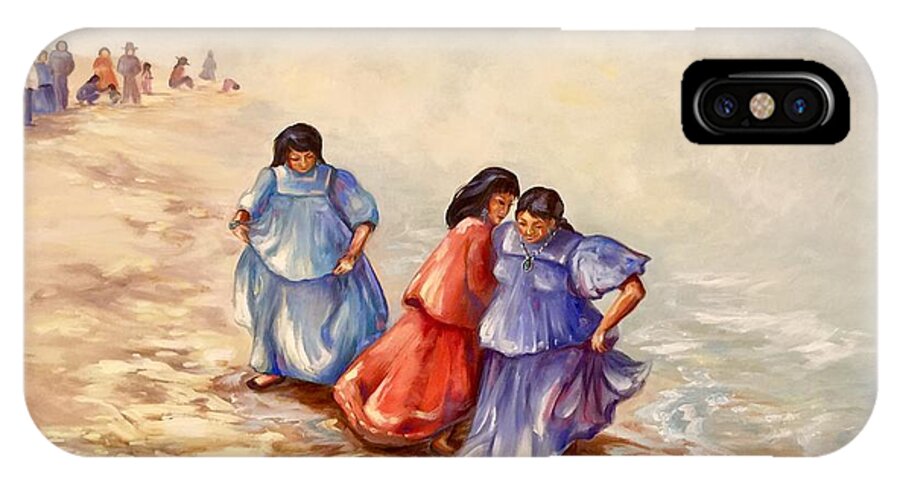 Indians At The Pacific iPhone X Case featuring the painting Apache Ocean Dance by Caroline Patrick