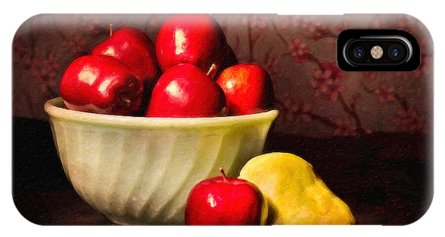 Apples iPhone X Case featuring the painting Apples in Bowl With Pear by Dean Wittle