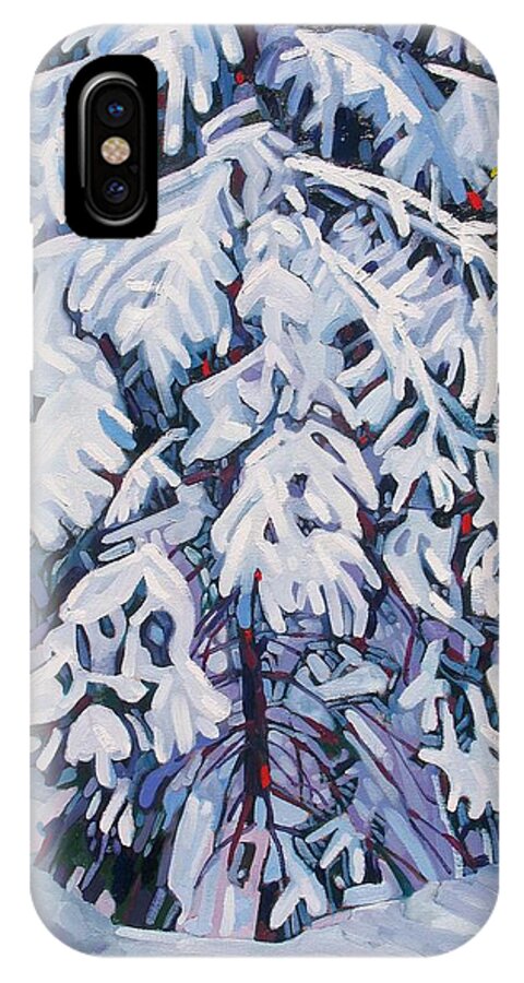 Spruce iPhone X Case featuring the painting April Snow by Phil Chadwick
