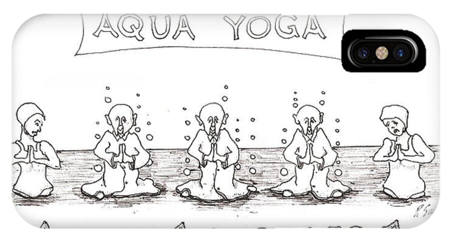 Aqua iPhone X Case featuring the drawing Aqua Yoga by R Allen Swezey