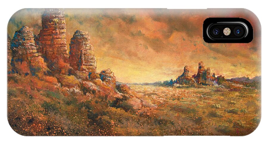 Landscape iPhone X Case featuring the painting Arizona Sunset by Andrew King