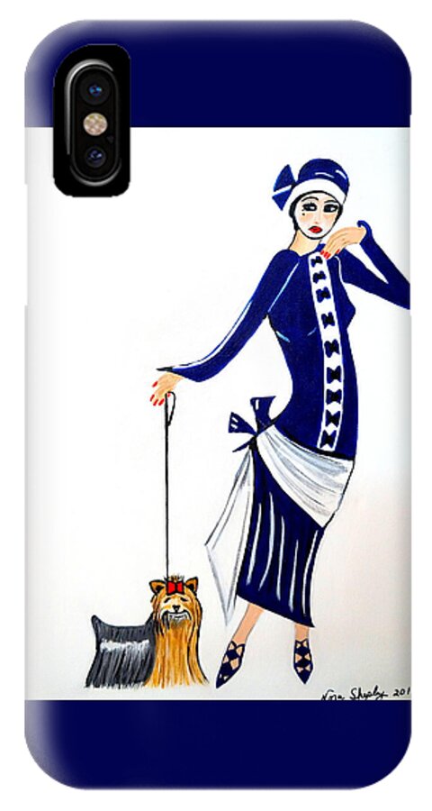 1920's Female iPhone X Case featuring the painting Art Deco Diane 1920's by Nora Shepley