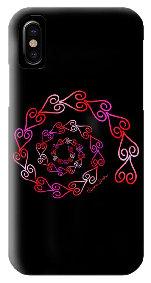 Artsytoo iPhone X Case featuring the digital art Spiral of Hearts by Heather Schaefer