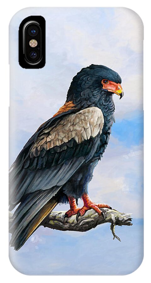 Feathers iPhone X Case featuring the painting Bateleur Eagle by Anthony Mwangi