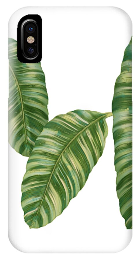 Tropical iPhone X Case featuring the painting Rainforest Resort - Tropical Banana Leaf by Audrey Jeanne Roberts