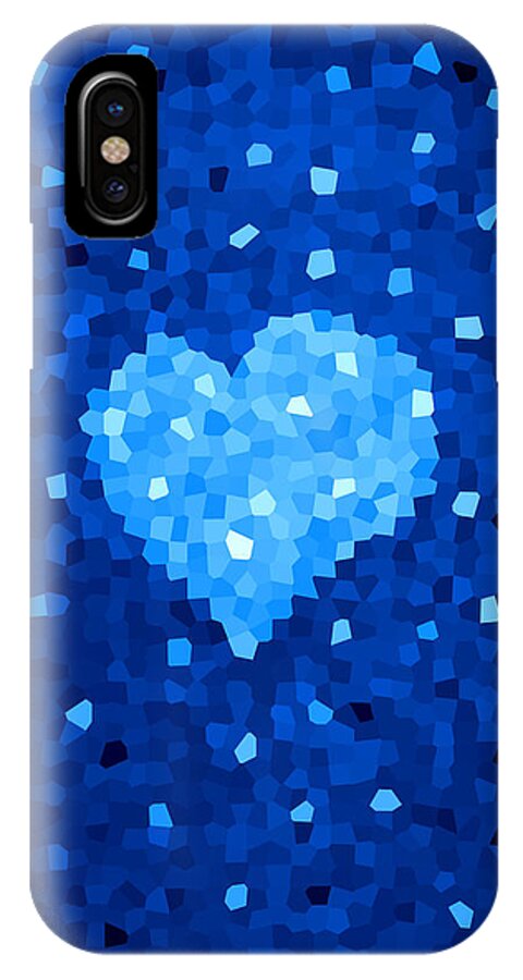 Heart iPhone X Case featuring the digital art Winter Blue Crystal Heart by Boriana Giormova