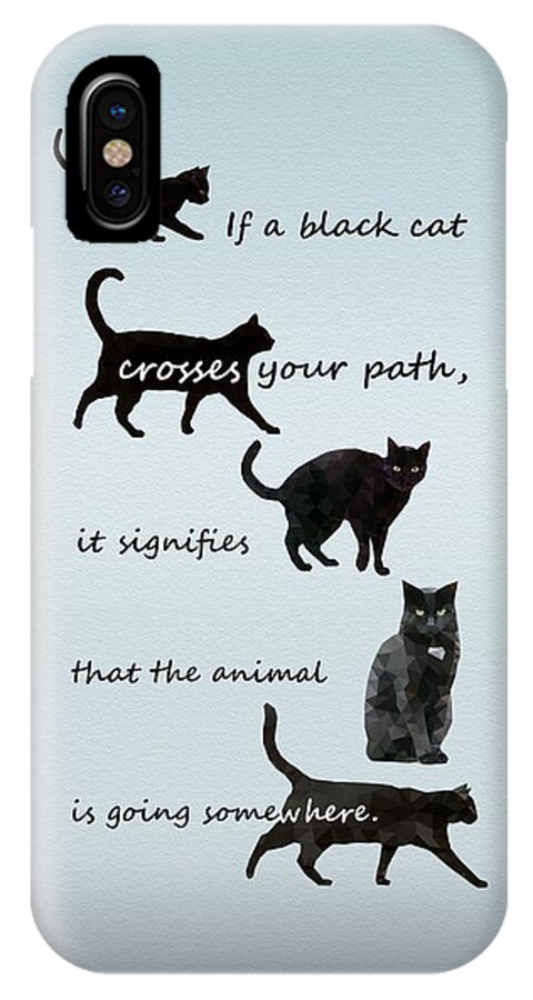Skepticism iPhone X Case featuring the digital art Black cat crossing by Ivana Westin