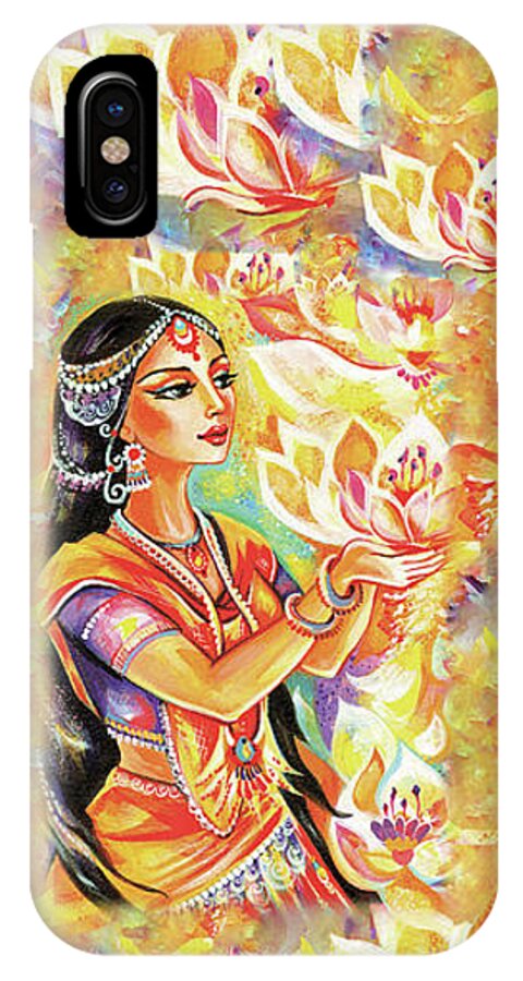 Indian Goddess iPhone X Case featuring the painting Pray of the Lotus River by Eva Campbell