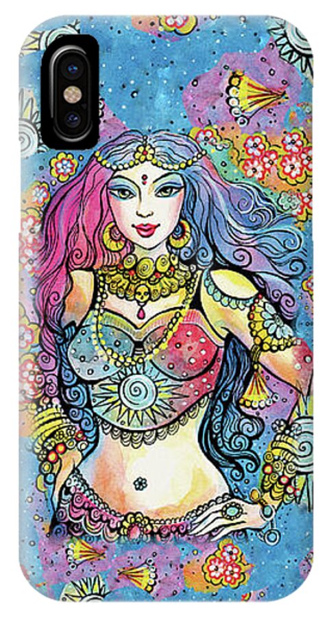 Indian Goddess iPhone X Case featuring the painting Kali by Eva Campbell