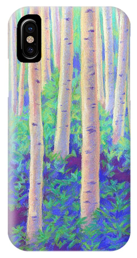 Aspens iPhone X Case featuring the pastel Aspens in Aspen by Linda Ruiz-Lozito