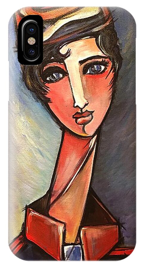  Woman iPhone X Case featuring the painting Assisente Di Volo by Laurie Maves ART