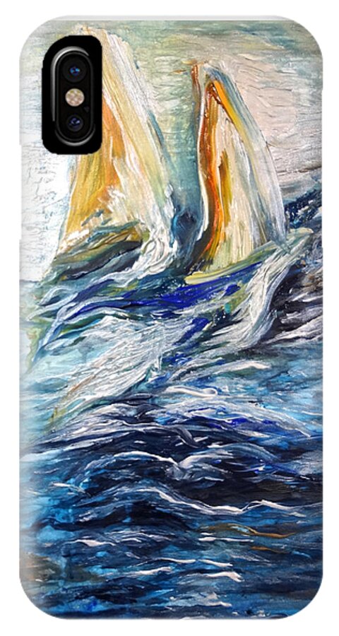 Sailing iPhone X Case featuring the painting At Sea by Michelle Pier