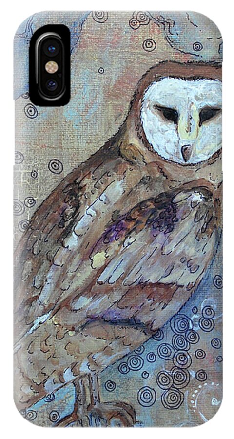 Owl iPhone X Case featuring the mixed media Athenas Companion by Jennifer Kelly