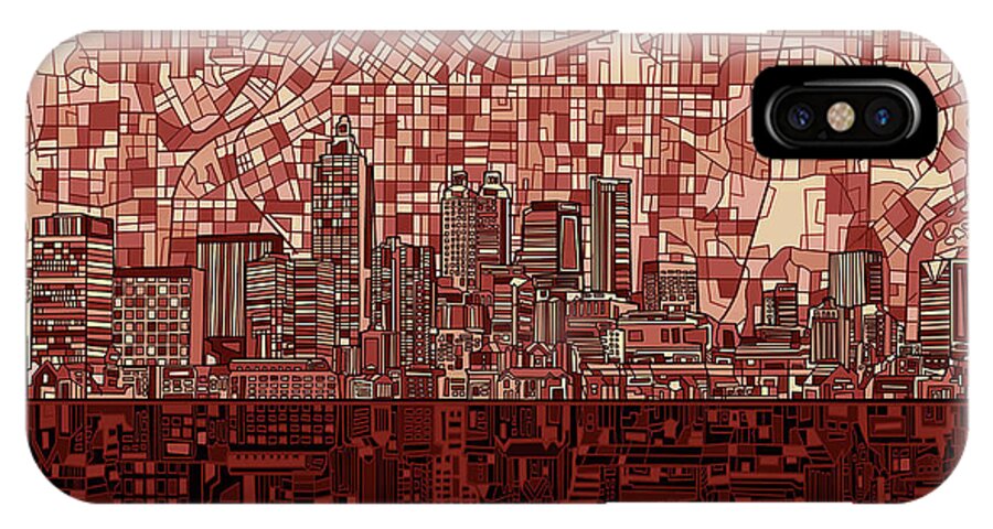 Atlanta iPhone X Case featuring the digital art Atlanta Skyline Abstract Deep Red by Bekim M