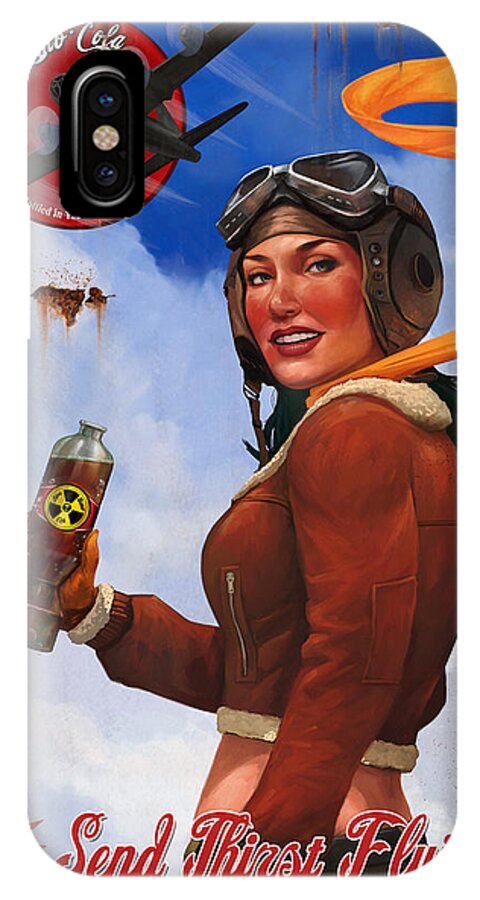 Atom Bomb Cola iPhone X Case featuring the digital art Atom Bomb Cola Send Thirst Flying by Steve Goad