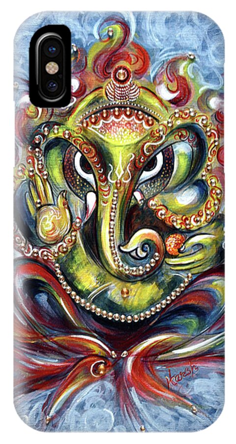 Ganesha iPhone X Case featuring the painting Aum Ganesha by Harsh Malik